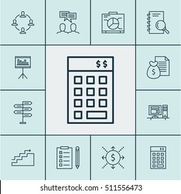 Set Of Project Management Icons On Computer, Discussion And Collaboration Topics. Editable Vector Illustration. Includes Chart, Reminder, Teamwork And More Vector Icons.