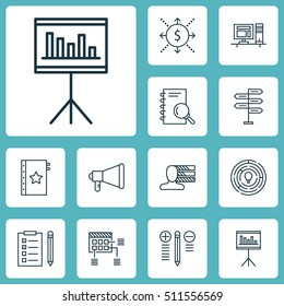Set Of Project Management Icons On Analysis, Announcement And Personal Skills Topics. Editable Vector Illustration. Includes Management, Cash, Money And More Vector Icons.