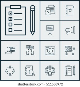 Set Of Project Management Icons On Collaboration, Analysis And Personal Skills Topics. Editable Vector Illustration. Includes Project, Money, Management And More Vector Icons.