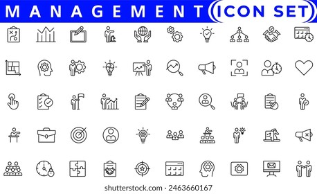 Set of project management icons. Simple line art style icons pack. Vector illustration