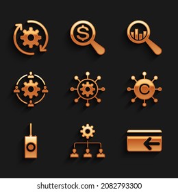 Set Project management, Lead, Cash back, Copywriting network, Remote control and Outsourcing concept icon. Vector