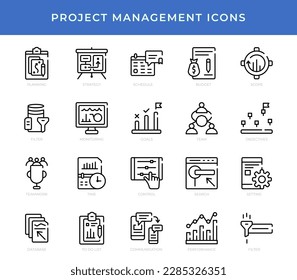 Set of project management line icons. Perfect for website and mobile app presentation. Suitable for any user interface and user experience