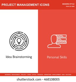 Set Of Project Management Web Icons On Personality And Creativity. Stock Vector, Eps10.