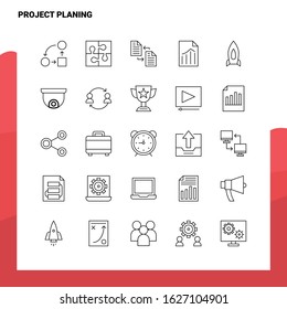Set of Project Planing Line Icon set 25 Icons. Vector Minimalism Style Design Black Icons Set. Linear pictogram pack.