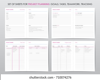 Set Of Project Planner Sheets, For Life And Business Planning