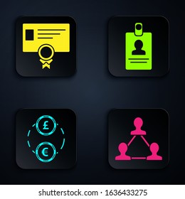 Set Project team base, Certificate template, American Football ball and helmet and American Football ball and stopwatch. Black square button. Vector