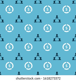 Set Project team base and Coin money with dollar symbol on seamless pattern. Vector