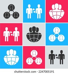 Set Project team base, Project team base and Globe and people icon. Vector