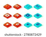 Set Project team base, Human head with gear inside, Target, Online education, Reading book and Headphones icon. Vector
