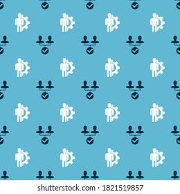 Set Project team base and Human with gear inside on seamless pattern. Vector