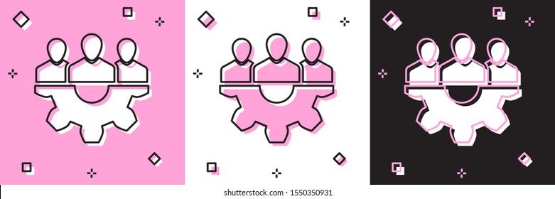 Set Project team base icon isolated on pink and white, black background. Business analysis and planning, consulting, team work, project management. Developers.  Vector Illustration