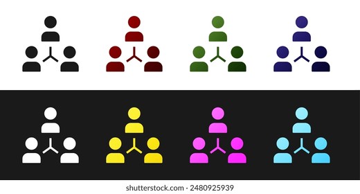 Establecer el icono de la base del equipo del proyecto aislado sobre fondo blanco y negro. Análisis y planificación de negocios, consultoría, trabajo en equipo, gestión de proyectos.  Vector