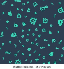 Set Project team base, Media projector, Question mark and Speech bubble chat on seamless pattern. Vector