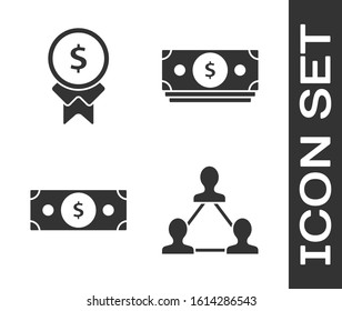 Set Project team base, Reward for good work, Stacks paper money cash and Stacks paper money cash icon. Vector