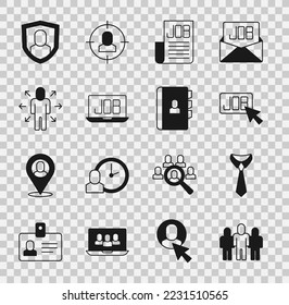 Setzen Sie die Team-Base, Tie, Suchjob, Multi-Tasking-Manager-Arbeit, Benutzerschutz und Wiederume-Symbol ein. Vektorgrafik