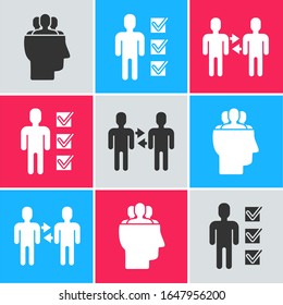 Set Project team base, User of man in business suit and Project team base icon. Vector