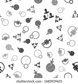 Set Project team base, User of man in business suit, Time Management and Time Management on seamless pattern. Vector