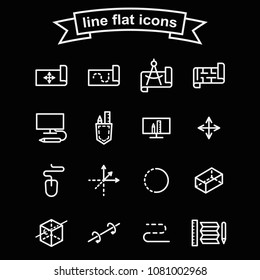 Set of project vector thin line black and white icons.