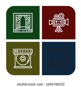 Conjunto de iconos del proyector. Como Stage, cámara de cine, reproductor Dvd, Spotlight, iconos del proyector