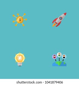 Set of projects icons flat style symbols with crowdfunding, outsource, idea and other icons for your web mobile app logo design.