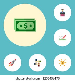 Set of projects icons flat style symbols with teamwork, development, leader and other icons for your web mobile app logo design.