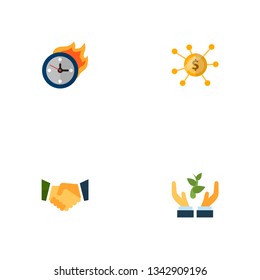 Set of projects icons flat style symbols with crowdfunding, support, deadline and other icons for your web mobile app logo design.