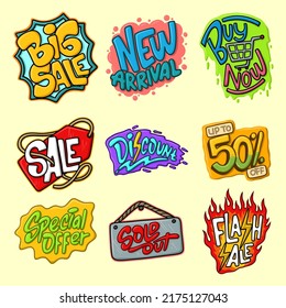 Set of promotion badge Cartoon pop art style vectors
