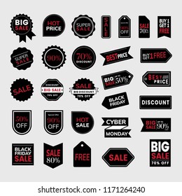 Set of promotion badge vectors