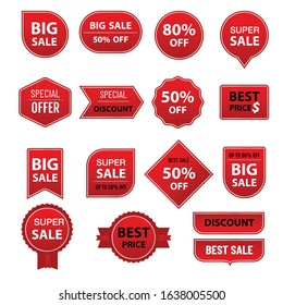 Set of promotion badge vectors. Sales label  and discount banner with text collection .