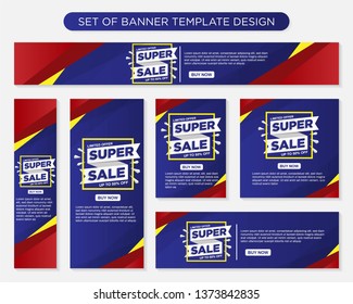 set of promotion banner template design  with modern style concept, use for background, backdrop, poster, flyer, brochure, voucher element vector design eps 10