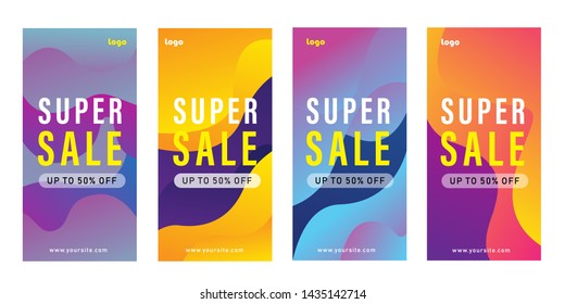 set of promotion banner template design with abstract geometric shape background