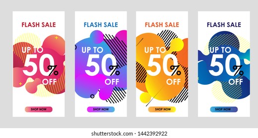 set of promotion banner template design with modern abstract fluid shape background