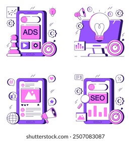 Conjunto de ilustración plana de promoción 

