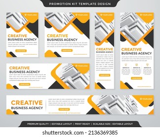 set of promotion kit banner template design with modern and minimalist concept user for web page, ads, annual report, banner, background, backdrop, flyer, brochure, card, poster, presentation layout