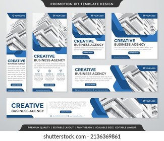 set of promotion kit banner template design with modern and minimalist concept user for web page, ads, annual report, banner, background, backdrop, flyer, brochure, card, poster, presentation layout