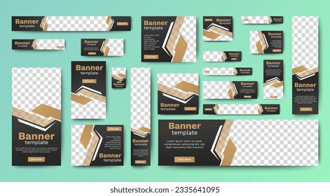 Set of promotion kit banner template design with modern and minimalist concept user for web page, ads, annual report, banner, background, backdrop, flyer, brochure, card, poster, presentation layout