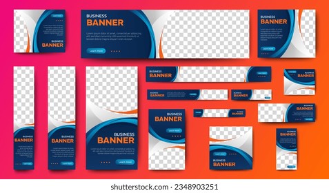 Conjunto de diseños de plantillas de banner para el kit de promoción con un usuario de concepto moderno y minimalista para la página web, anuncios, informe anual, banner, fondo, volante, folleto, tarjeta, cartel, diseño de presentación