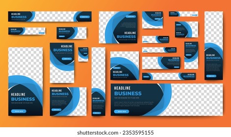 Set of promotion kit banner template design with modern and minimalist concept user for web page, ads, annual report, banner, background, backdrop, flyer, brochure, card, poster, presentation layout