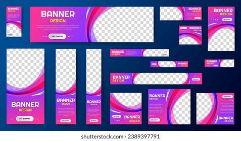 Conjunto de diseños de plantillas de banner para el kit de promoción con un usuario de concepto moderno y minimalista para la página web, anuncios, informe anual, banner, fondo, volante, folleto, tarjeta, cartel, diseño de presentación