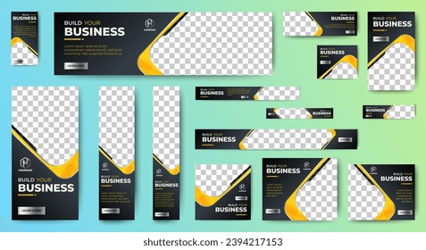 Set of promotion kit banner template design with modern and minimalist concept user for web page, ads, annual report, banner, background, backdrop, flyer, brochure, card, poster, presentation layout