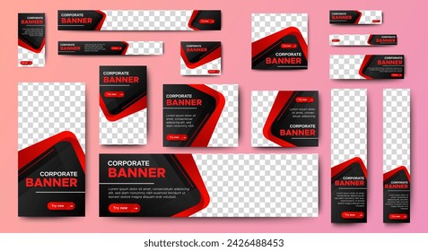Set of promotion kit banner template design with modern and minimalist concept user for web page, ads, annual report, banner, background, backdrop, flyer, brochure, card, poster, presentation layout
