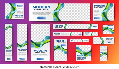 Set of promotion kit banner template design with modern and minimalist concept user for web page, ads, annual report, banner, background, backdrop, flyer, brochure, card, poster, presentation layout