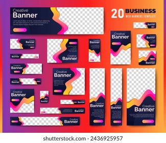 Set of promotion kit banner template design with modern and minimalist concept user for web page, ads, annual report, banner, background, backdrop, flyer, brochure, card, poster, presentation layout