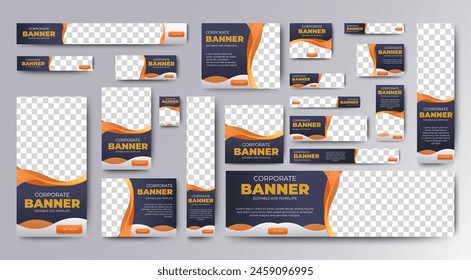 Set of promotion kit banner template design with modern and minimalist concept user for web page, ads, annual report, banner, background, backdrop, flyer, brochure, card, poster, presentation layout