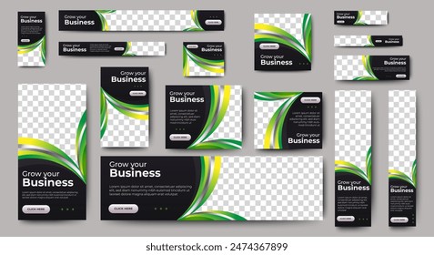 Set of promotion kit banner template design with modern and minimalist concept user for web page, ads, annual report, banner, background, backdrop, flyer, brochure, card, poster, presentation layout