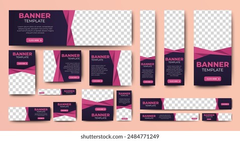 Set of promotion kit banner template design with modern and minimalist concept user for web page, ads, annual report, banner, background, backdrop, flyer, brochure, card, poster, presentation layout