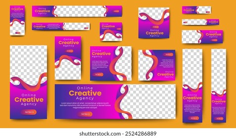 Conjunto de design de modelo de banner de kit de promoção com conceito moderno e minimalista usuário para página da Web, anúncios, relatório anual, banner, fundo, pano de fundo, folheto, brochura, cartão, cartaz, layout da apresentação