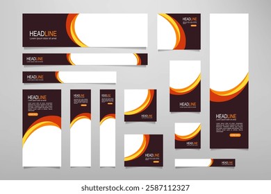 Set of promotion kit banner template design with modern and minimalist concept user for web page, ads, banner, annual report, footer, background, backdrop