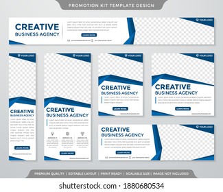 conjunto de plantillas de kit de promoción con estilo de fondo abstracto para anuncios y banner en medios sociales
