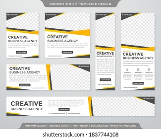 set of promotion kit template with clean style and abstract background use for social media ads